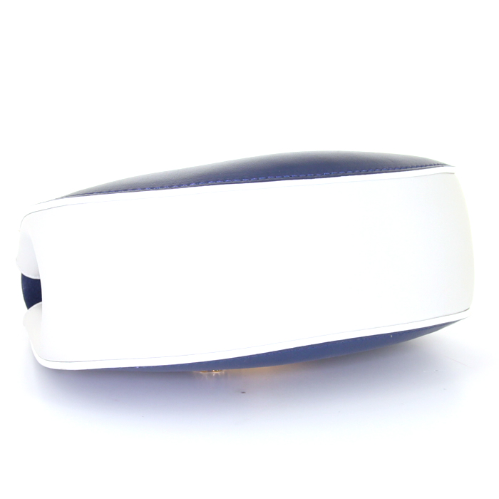 Chloé Drew small model shoulder bag in blue and white leather - Detail D4