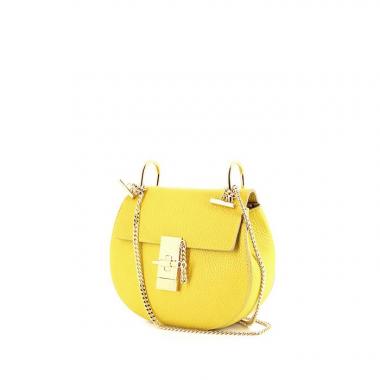 Borsa a tracolla Chloé Drew modello piccolo in pelle martellata gialla