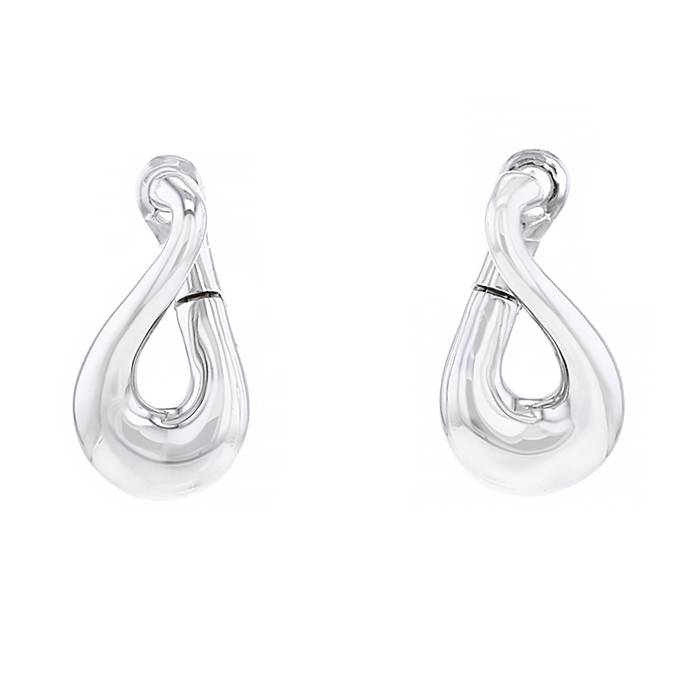 Paire de boucles d'oreilles Fred Mouvementée grand modèle en or blanc