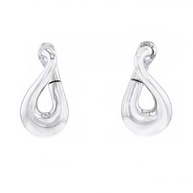 Paire de boucles d'oreilles Fred Mouvementée grand modèle en or blanc