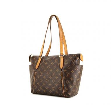 Bolso para llevar al hombro Louis Vuitton Totally en lona Monogram marrón y cuero natural