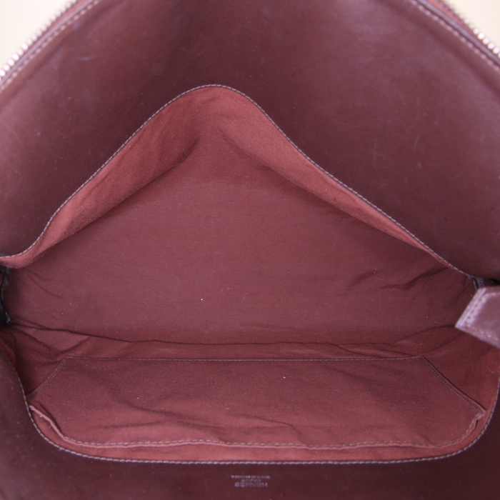 Borsa Hermès Heeboo in tela beige e pelle marrone - Detail D2