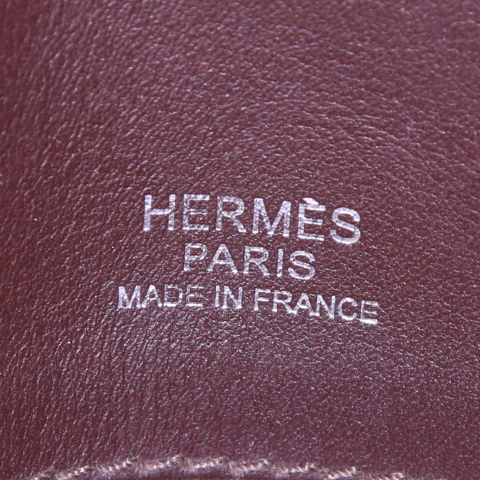 Bolso de mano Hermès Heeboo en lona beige y cuero marrón - Detail D3