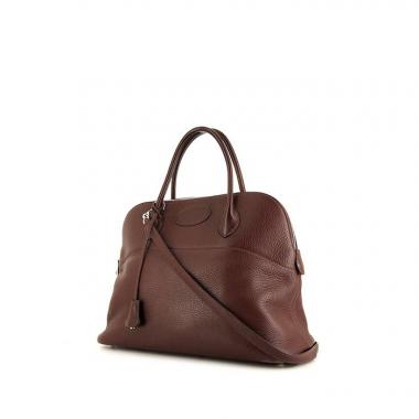 Bolso de mano Hermes Bolide modelo grande en cuero taurillon clémence marrón