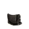 Chanel Gabrielle So Black small model shoulder bag in black chevron quilted leather - 00pp thumbnail