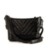 Chanel Gabrielle So Black small model shoulder bag in black chevron quilted leather - 360 thumbnail