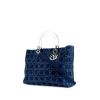 Dior Lady Dior large model handbag in blue denim - 00pp thumbnail