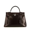 Hermes Kelly 35 cm handbag in brown box leather - 360 thumbnail