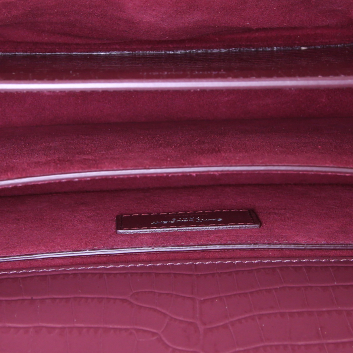 Bolso bandolera Saint Laurent Sunset en cuero color burdeos - Detail D3