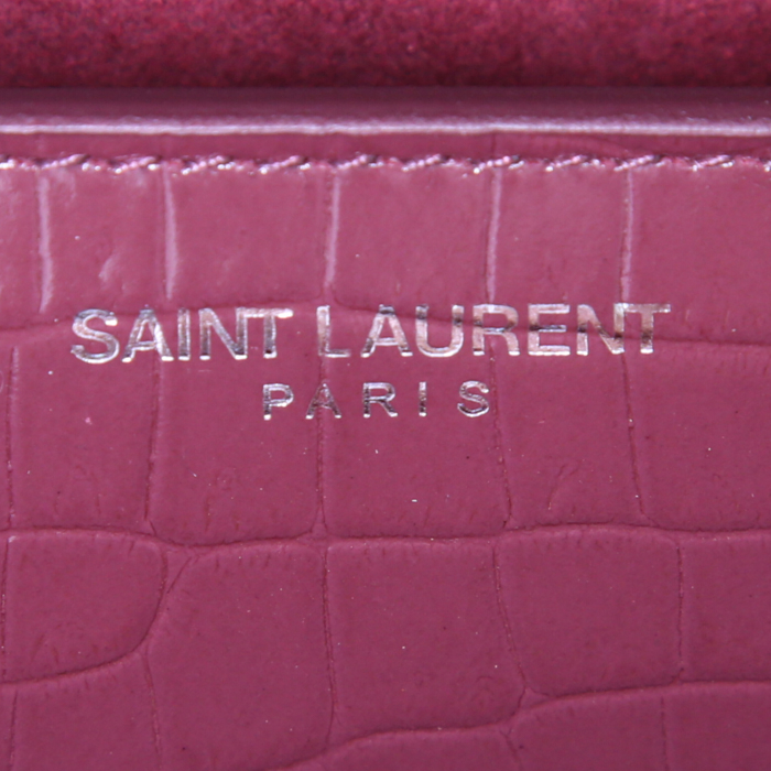 Bolso bandolera Saint Laurent Sunset en cuero color burdeos - Detail D4