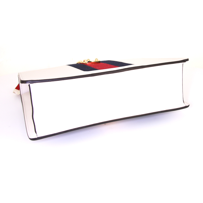 Sac porté épaule Gucci Sylvie en cuir blanc - Detail D5