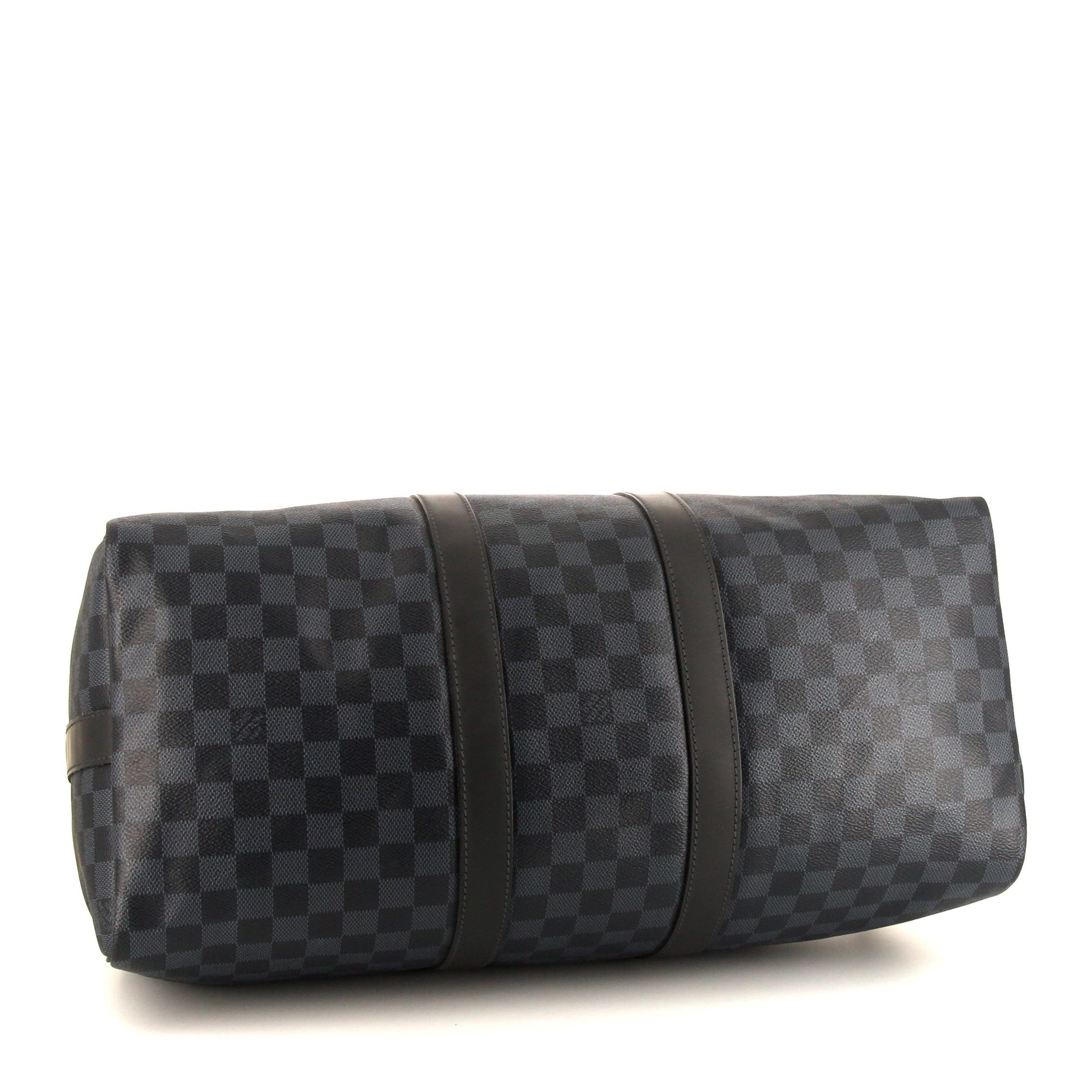Sac de voyage Louis Vuitton Keepall 45 en toile damier bleu Cobalt et cuir bleu Cobalt - Detail D5