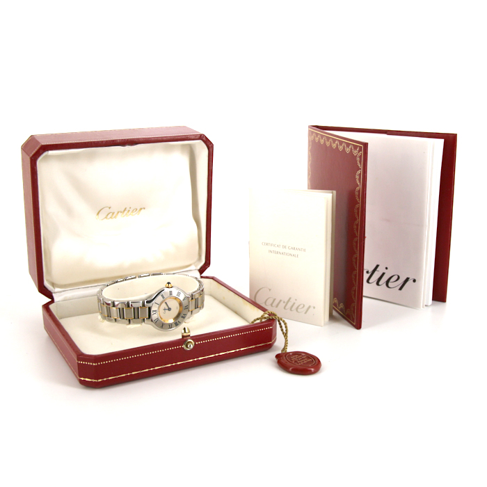 Cartier Must 21 watch in stainless steel and gold plated Circa  1998 - Detail D2