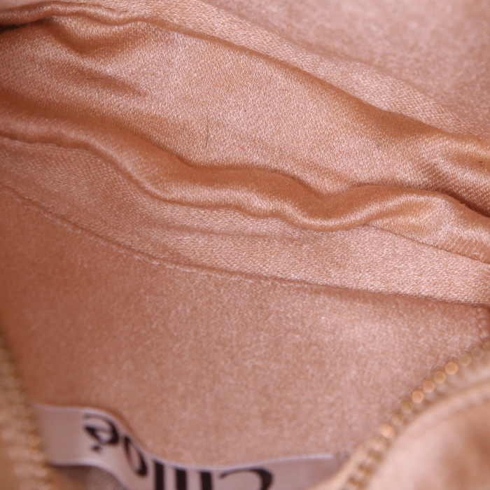 Sac à main Chloé Vintage en satin beige - Detail D2