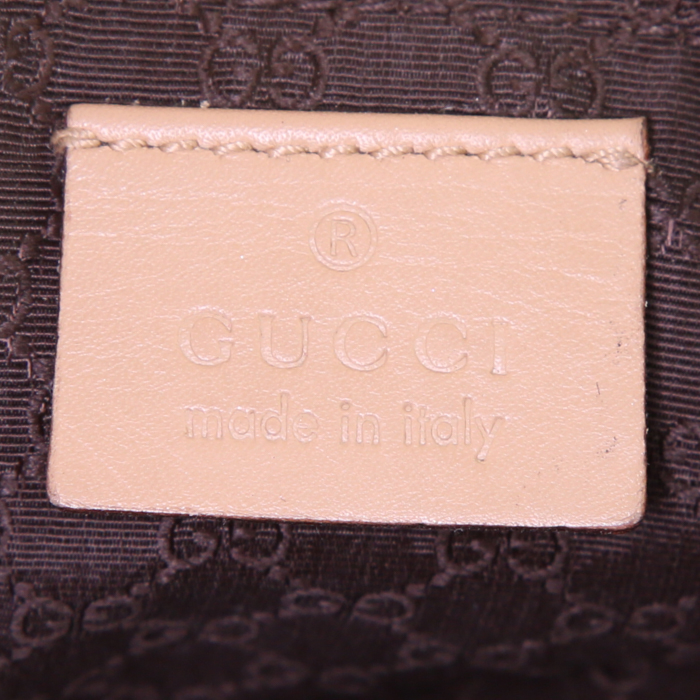 Bolso de mano Gucci Vintage en cuero beige y lona beige - Detail D3