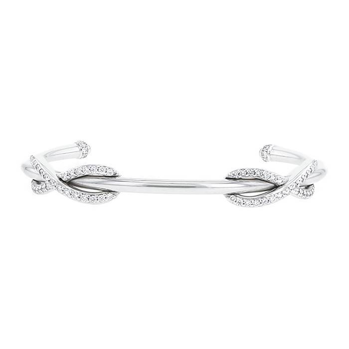 Brazalete redondo abierto Tiffany & Co Infinity en oro blanco y diamantes - 00pp