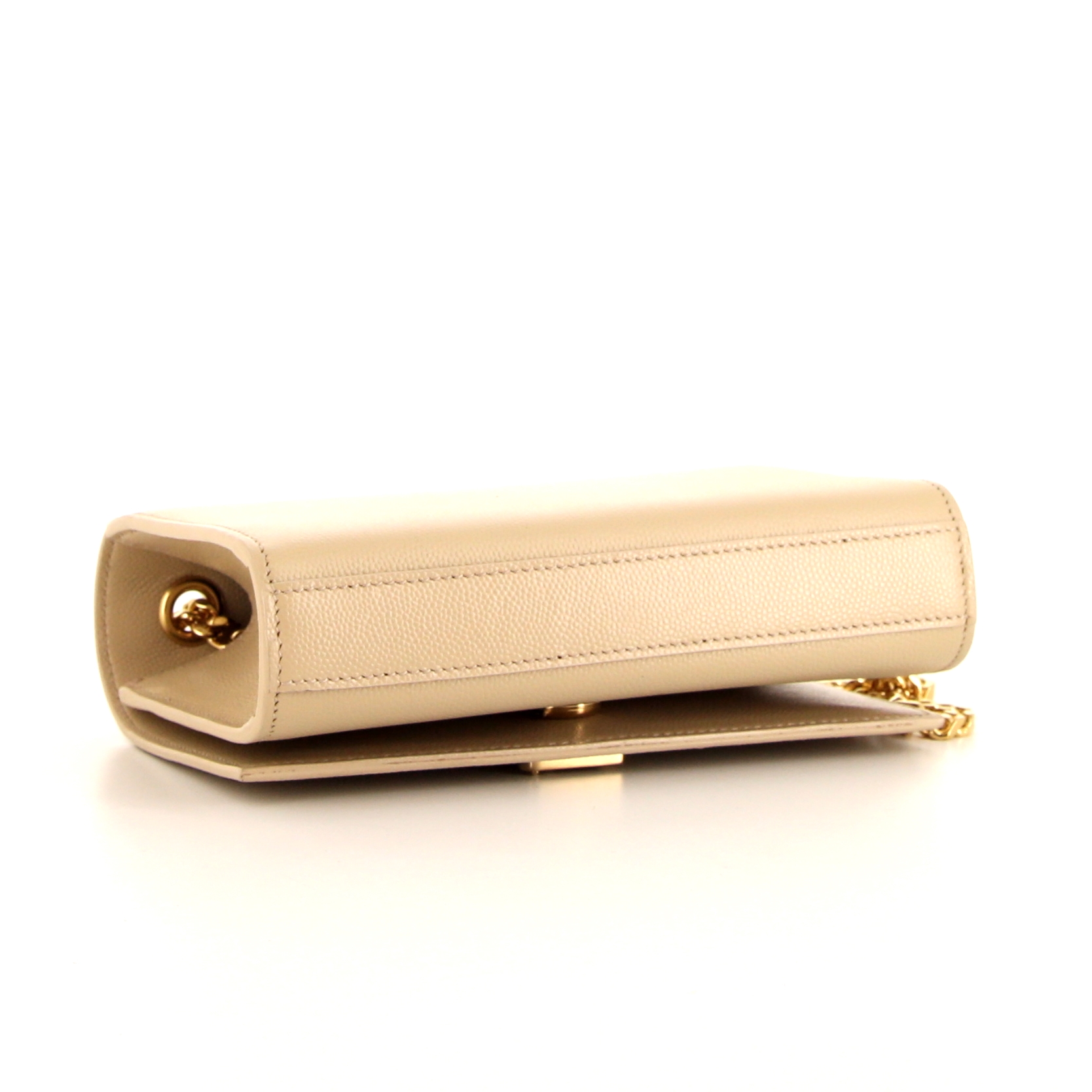 Saint Laurent Kate small model shoulder bag in beige grained leather - Detail D4