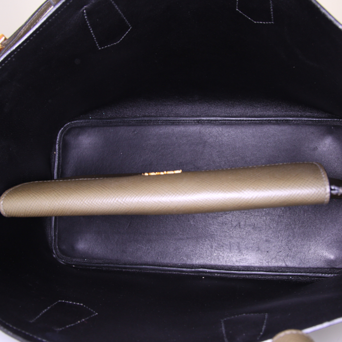 Borsa Prada Shopping in pelle saffiano verde kaki - Detail D2