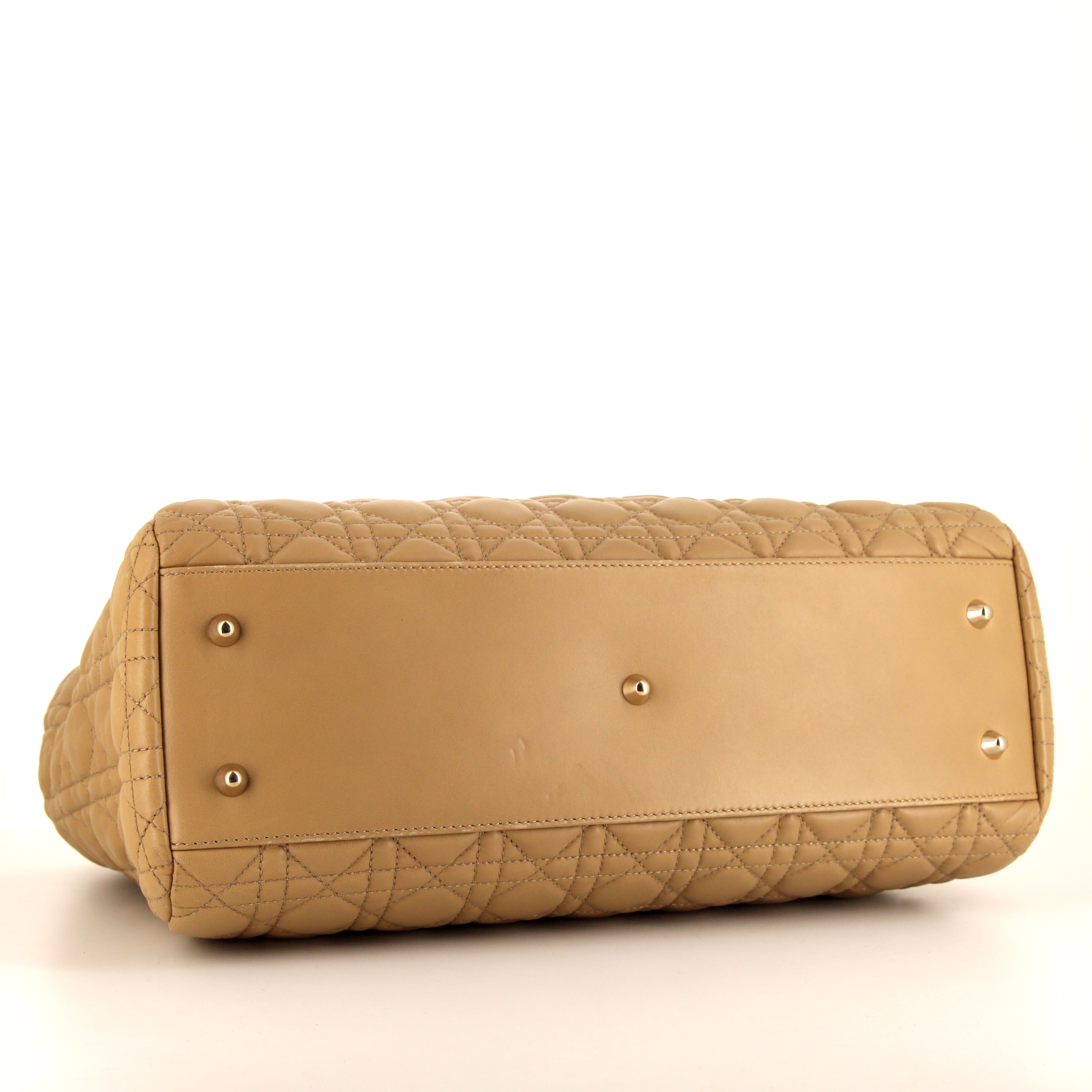 Dior Shopping shopping bag in beige leather - Detail D4
