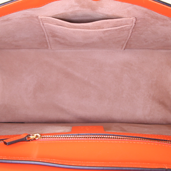 Sac à main Gucci Sylvie en cuir orange - Detail D3