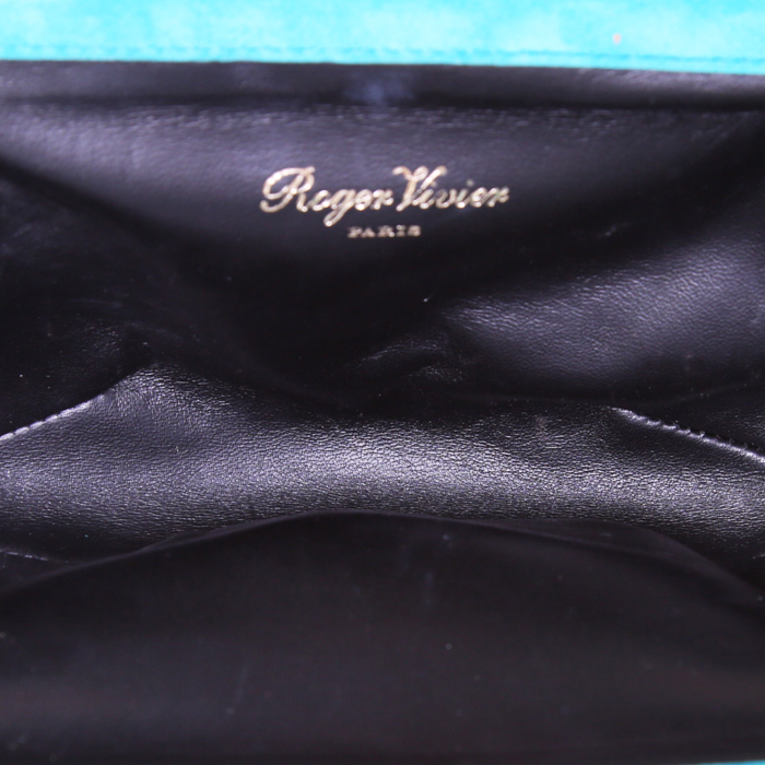 Roger Vivier pouch in red, blue and pink leather and suede and plastic - Detail D2