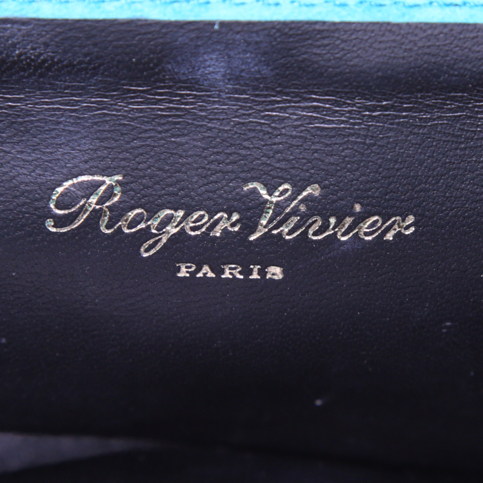 Roger Vivier pouch in red, blue and pink leather and suede and plastic - Detail D3