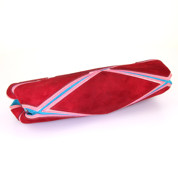 Roger Vivier pouch in red, blue and pink leather and suede and plastic - Detail D4