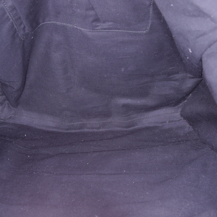 Shopping bag Saint Laurent in tela bordeaux e pelle verniciata nera - Detail D2