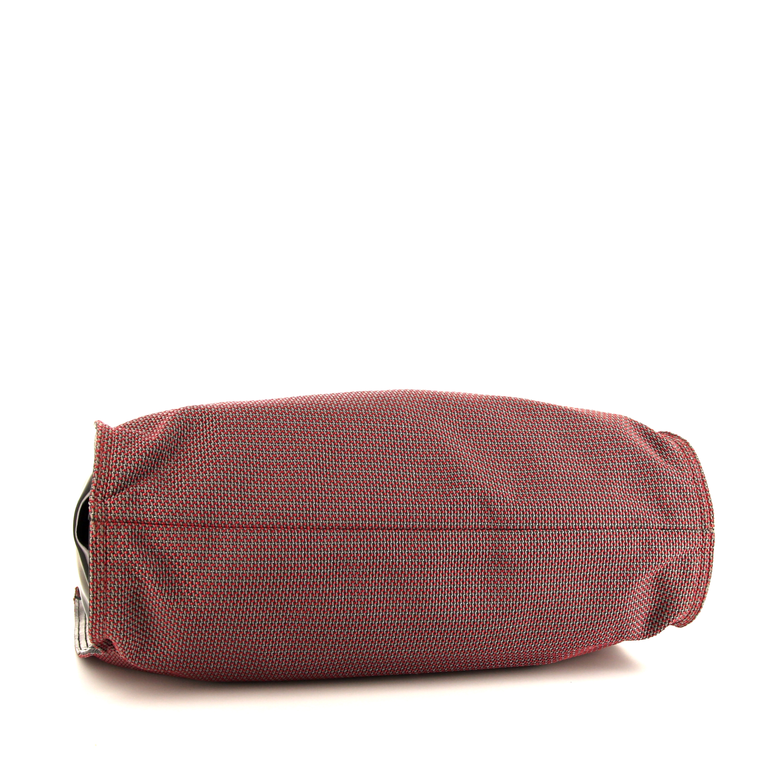 Shopping bag Saint Laurent in tela bordeaux e pelle verniciata nera - Detail D4