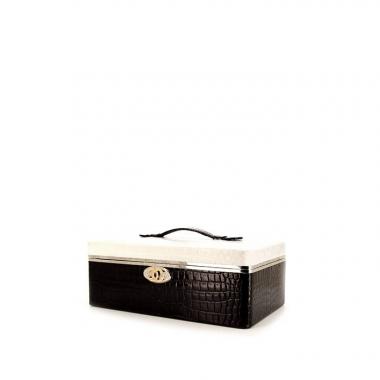 Chanel Vanity jewelry box in black and white crocodile