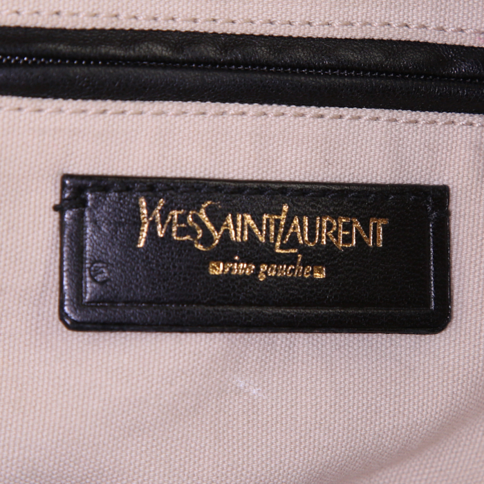 Borsa bisaccia Saint Laurent Besace Messenger in tela beige e nera con stampa leopardata e pelle nera - Detail D3