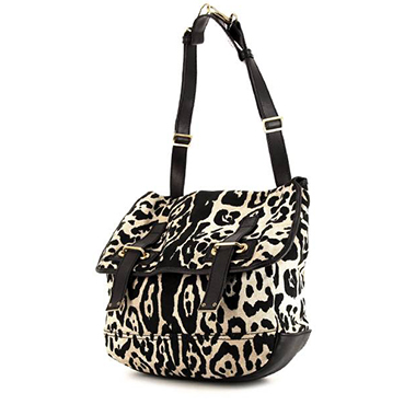 Bolso zurrón Saint Laurent Besace Messenger en lona beige y negra y cuero negro