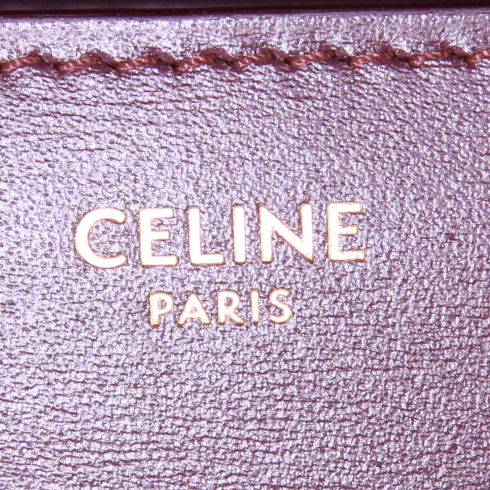 Sac bandoulière Céline Classic Box en cuir bordeaux - Detail D3