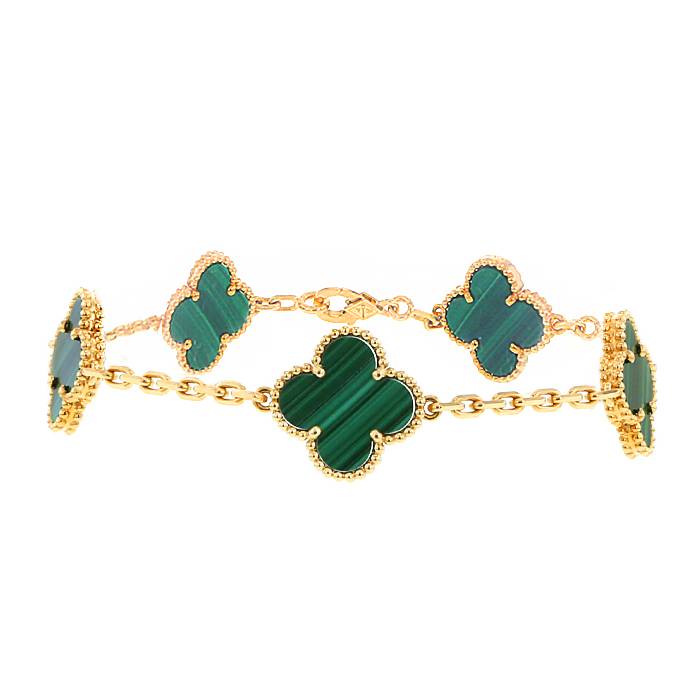 Brazalete Van Cleef 
Arpels Alhambra Vintage en oro amarillo y malachite - 00pp