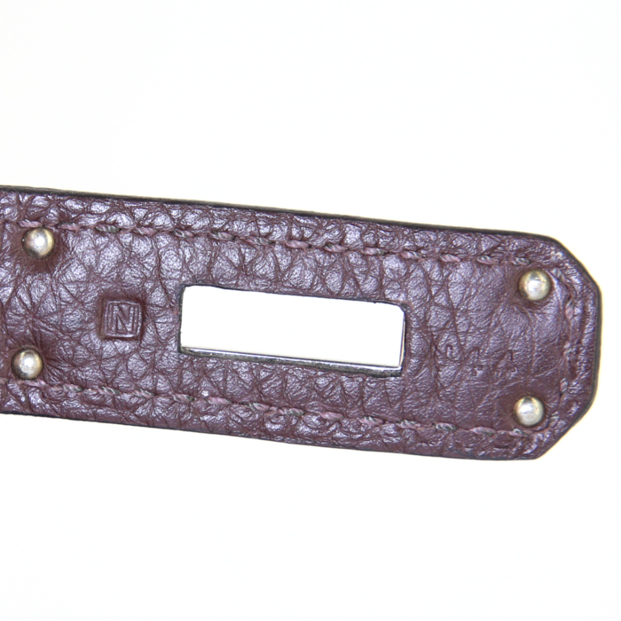 Sac à main Hermes Birkin 35 cm en cuir togo marron-chocolat - Detail D4