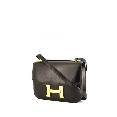 Bolso de mano Hermes Constance 24 cm en cuero box negro