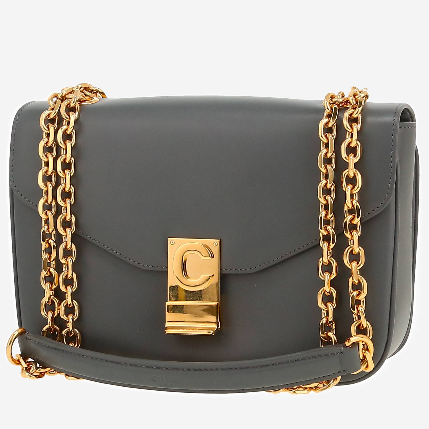 Borsa a tracolla Celine C Bag modello medio in pelle grigia