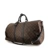 Borsa da viaggio Louis Vuitton Keepall 55 cm in tessuto a monogramma Macassar marrone e pelle nera - 00pp thumbnail