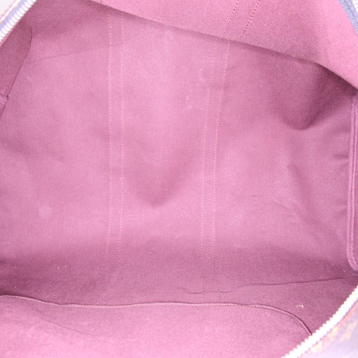 Sac de voyage Louis Vuitton Keepall 55 cm en toile monogram Macassar marron et cuir noir - Detail D3