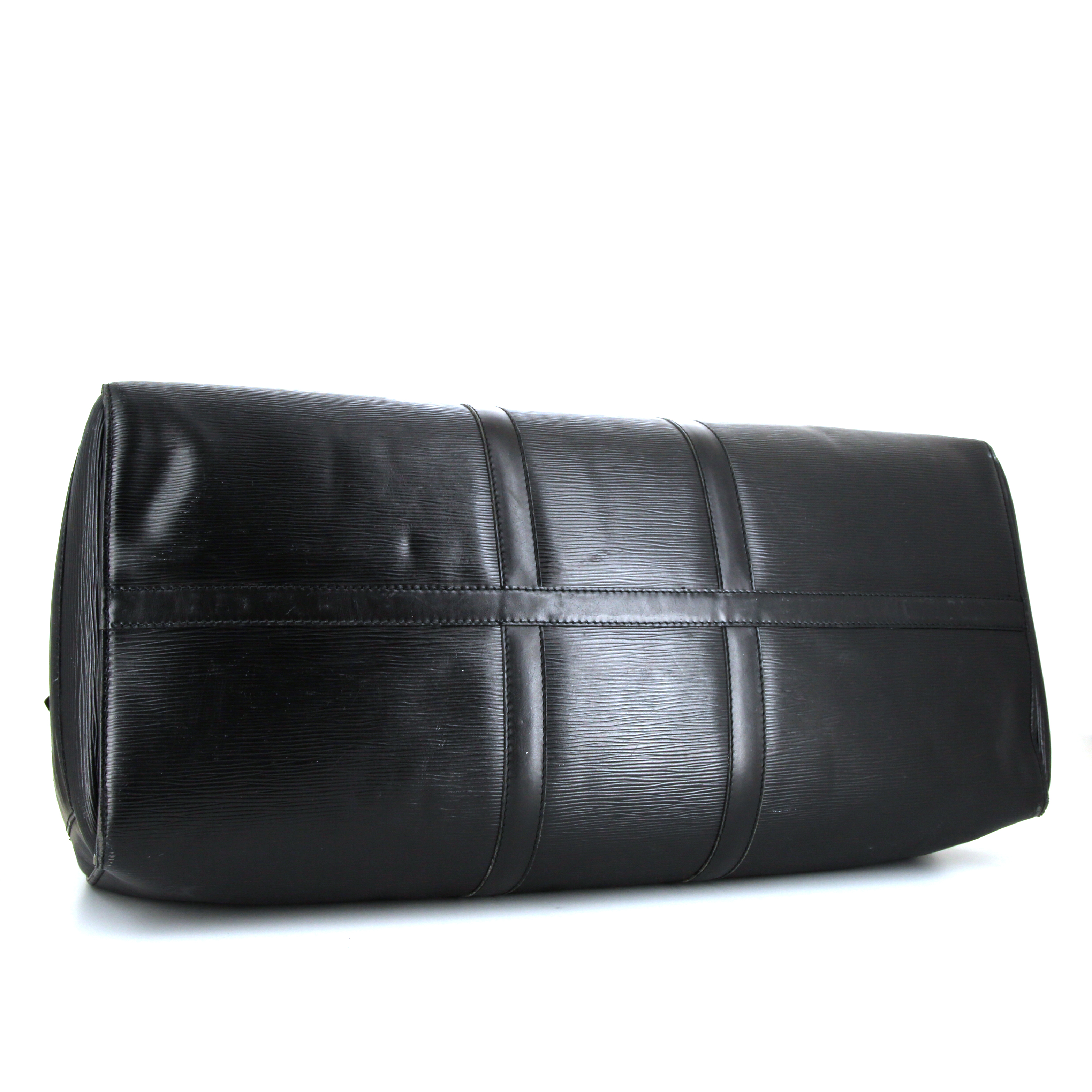 Bolsa de viaje Louis Vuitton Keepall 55 cm en cuero Epi negro - Detail D4