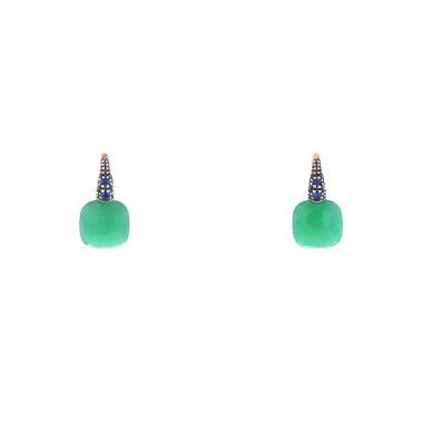 Pendientes Pomellato Capri en oro rosa,  crisoprasa y zafiros