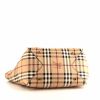 Burberry Canterbury small model shopping bag in beige, black, red and white Haymarket canvas and brown leather - Detail D4 thumbnail