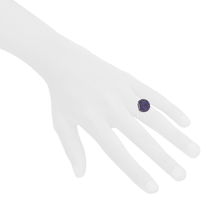 Bague Boucheron Tentation Macaron en or blanc et améthystes - Detail D1