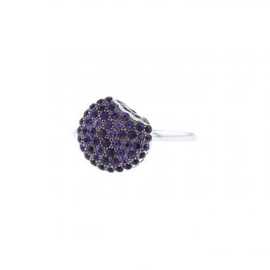 Bague Boucheron Tentation Macaron en or blanc et améthystes
