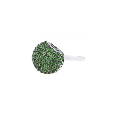 Anello Boucheron Tentation Macaron modello piccolo in oro bianco e Tsavorite
