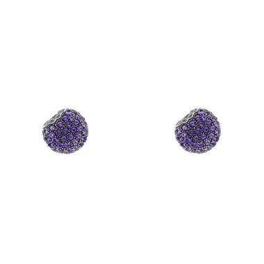 Paire de boucles d'oreilles Boucheron Tentation Macaron petit modèle en or blanc et améthystes