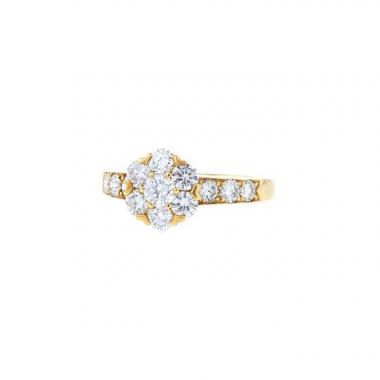 Van Cleef & Arpels Fleurette small model ring in yellow gold and diamonds
