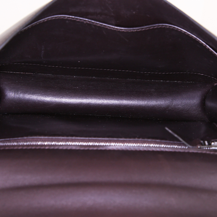 Sac à main Hermes Hermes Constance en cuir box marron-chocolat et métal palladium guilloché - Detail D3