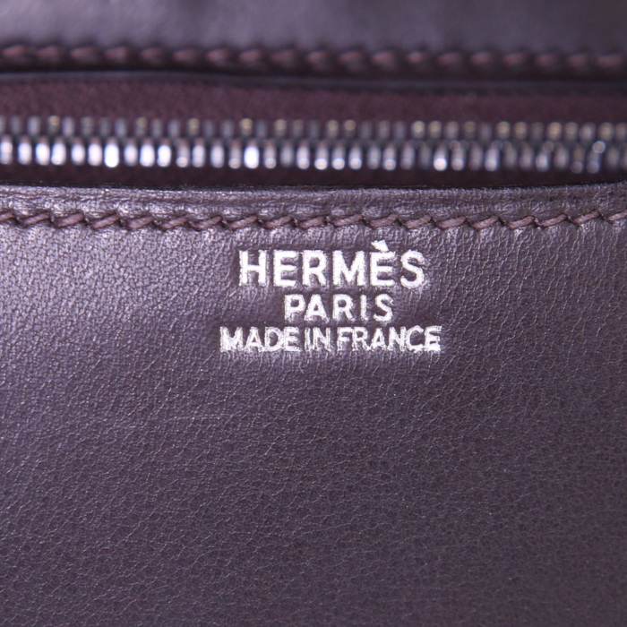 Borsa Hermes Hermes Constance in pelle box marrone cioccolato - Detail D4