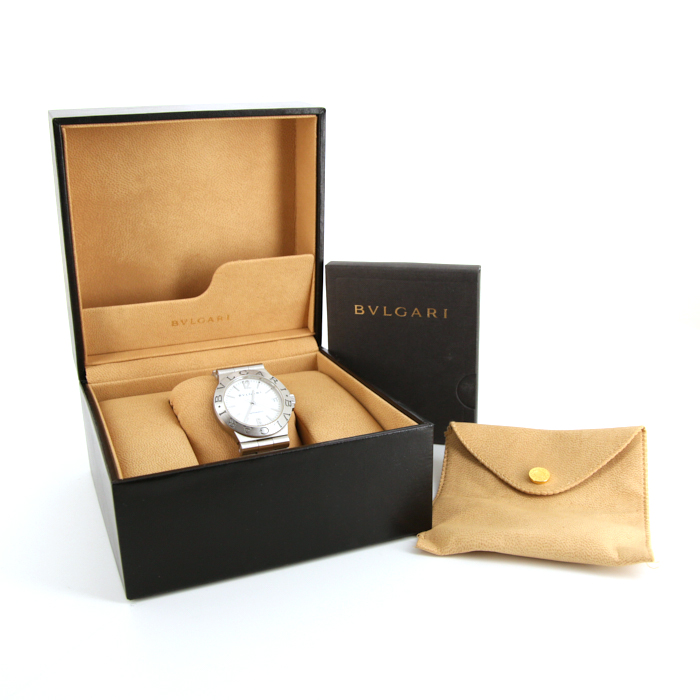 Bulgari Diagono watch in stainless steel Ref: LCV35S Circa 2000 - Detail D2